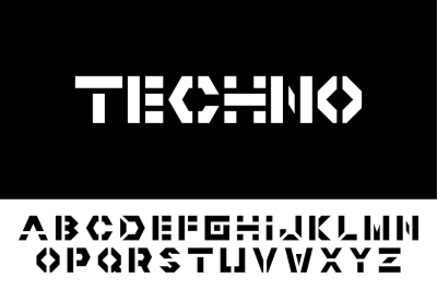 Vector english techno alphabet