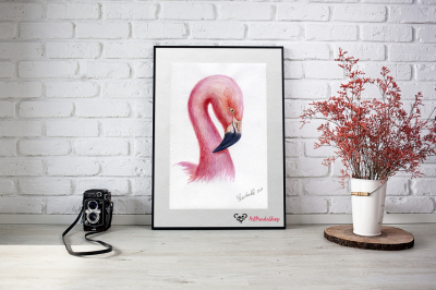 Flamingo Watercolor bird