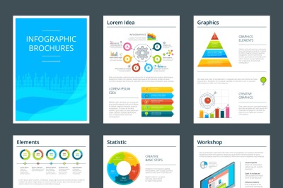 Template of business brochure with infographics