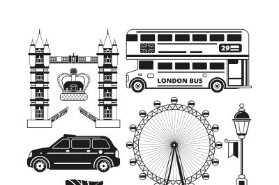 Vector silhouette of london landmarks