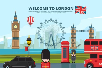 Background vector illustration with london urban landscape. England an