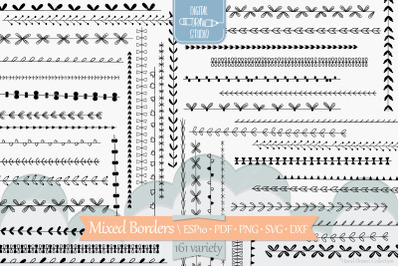 Seamless Borders Hand Drawn Text Divider | Deco Illustrator Brushes
