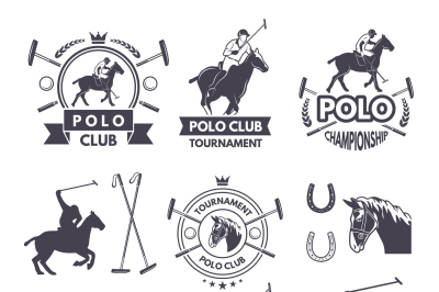 Labels set of sport competition for polo games