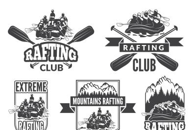 Labels for sport club of extreme dangerous water sport. Vector picture