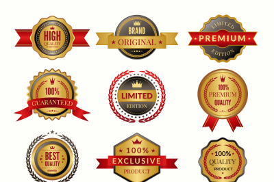 Collection of luxury gold badges and logos. Vector labels set for your