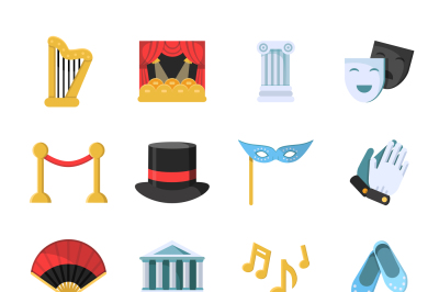 Film, movie and theatre symbols icon set