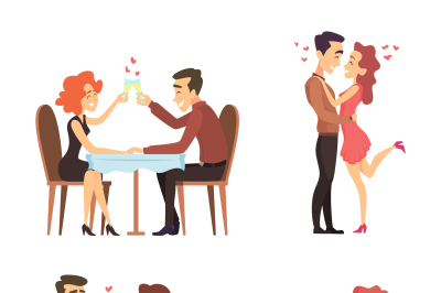 Lovely couples. Funny characters romantic male and female. Illustratio