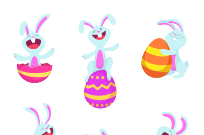 Set characters of easter rabbits