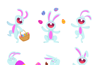 Easter rabbits in cartoon style