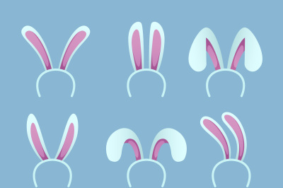 Set of rabbit ears. Easter masks in cartoon style