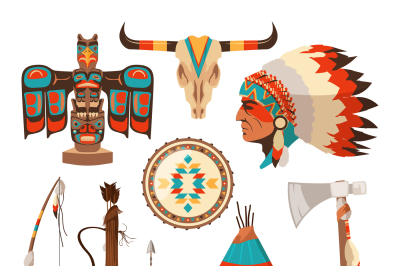 Vector symbols set of american indians