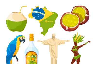 Brazilian landmarks and different cultural symbols