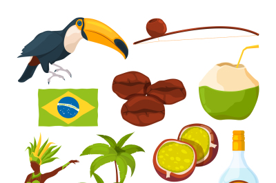 Vector collection of different brazilian symbols