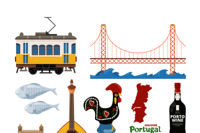 Portuguese vector icon set in flat style