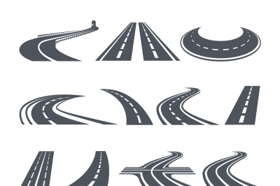 Stylized symbols of road and highway. Pictures for logo design