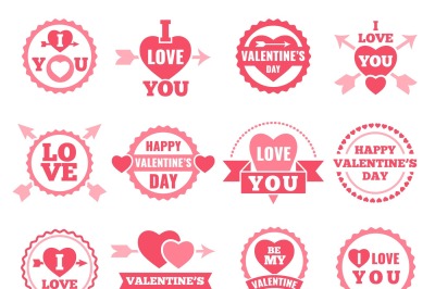 Heart, lips and other symbols of lovers. Vector pictures set for valen