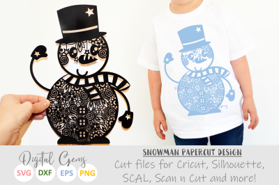 snowman paper cut design. 