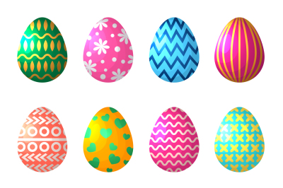 Easter eggs in cartoon style. Celebration symbols