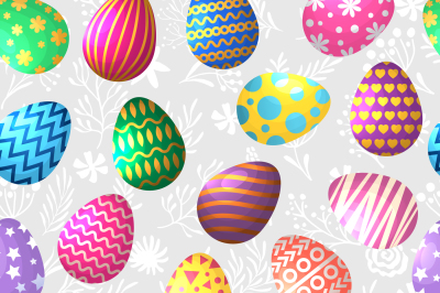 Seamless pattern of colored easter eggs