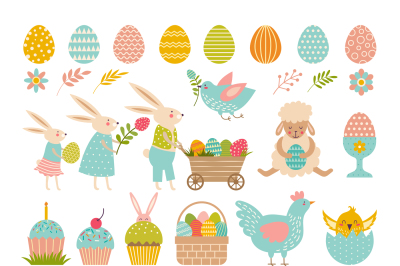 Rabbits&2C; eggs and others symbols of easter