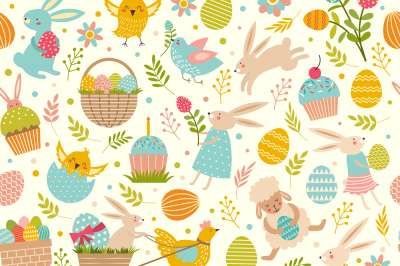 Cute easter seamless pattern