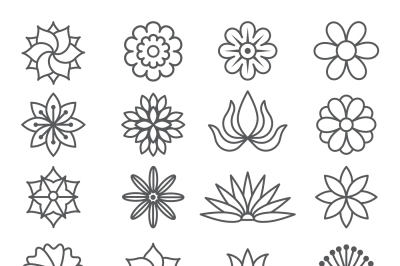 Floral monochrome pictures for logos design