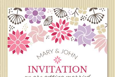 Floral poster design template with place for your text. Wedding invita