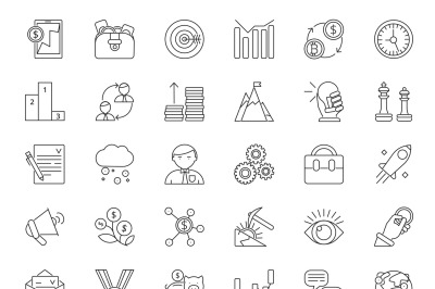 Mono line icon set of business and finance theme