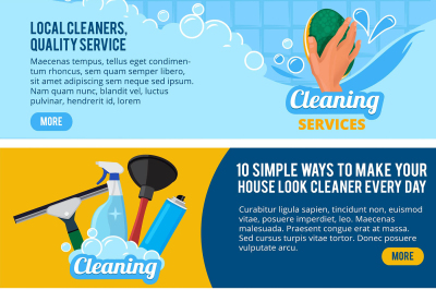 Banners set with concept illustrations of cleaning service theme