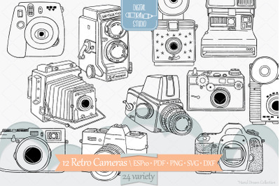 Vintage Cameras | Hand Drawn Polaroid Picture | Retro Video