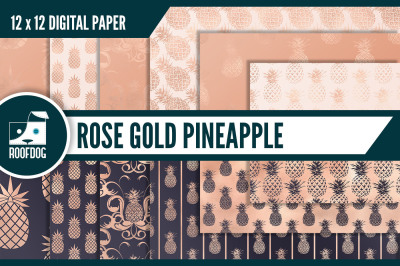 Rose gold pineapple digital paper