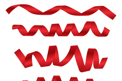 Dynamic shapes of red ribbons for different design projects