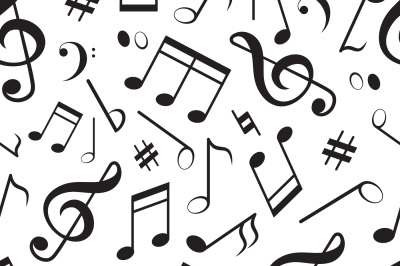 Seamless pattern with different music notes