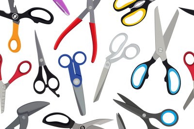 Colored scissors vector pattern