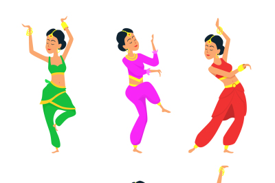 Female indian dancers. Cartoon characters