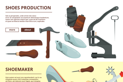 Banners design template with shoe repair tools