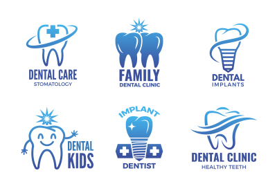 Logotypes with illustrations of teeth and place for your text