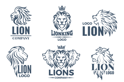 Luxury logo or badges set with pictures of lions