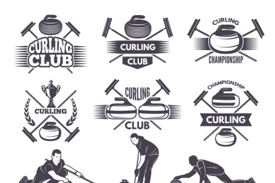 Labels for curling sport team