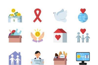 Donation, gifts and other different symbols of charities