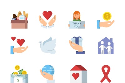 Colored vector symbols of charities