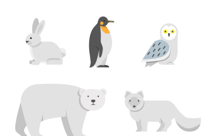 Vector illustrations of arctic snow animals