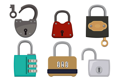 Vector colored icon set of padlocks