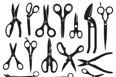 Monochrome pictures with different type of scissors