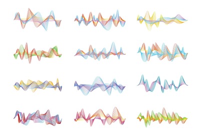 Abstract sound waves. Voice or music digital visualizations for equali