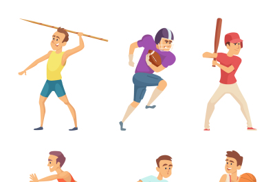 Vector illustrations of sport people playing games