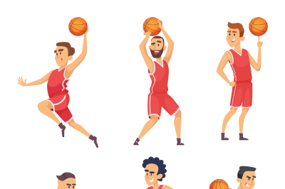 Sport illustrations. Characters set of basketball team