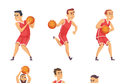 Illustrations set of basketball players