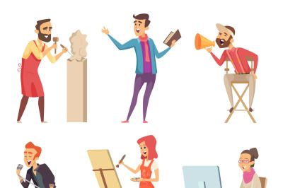 Different characters of creative professions. Vector pictures in carto