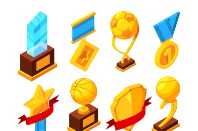 Isometric set of sport trophy